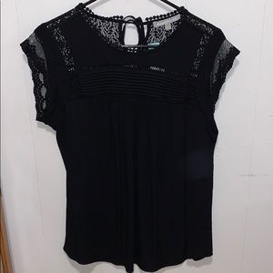 Black Lace Detail Blouse